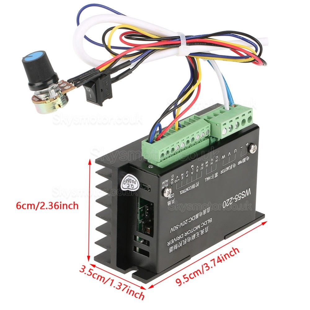 3-Phase BLDC Motor Driver Brushless DC Motor Controller WS55-220 DC20-50V 12A